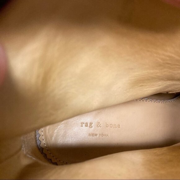 RAG & BONE Sz 38 Harrow Suede Tan Brown Booties w/ Straps Stalked 3.5” Heel - Picture 8 of 10